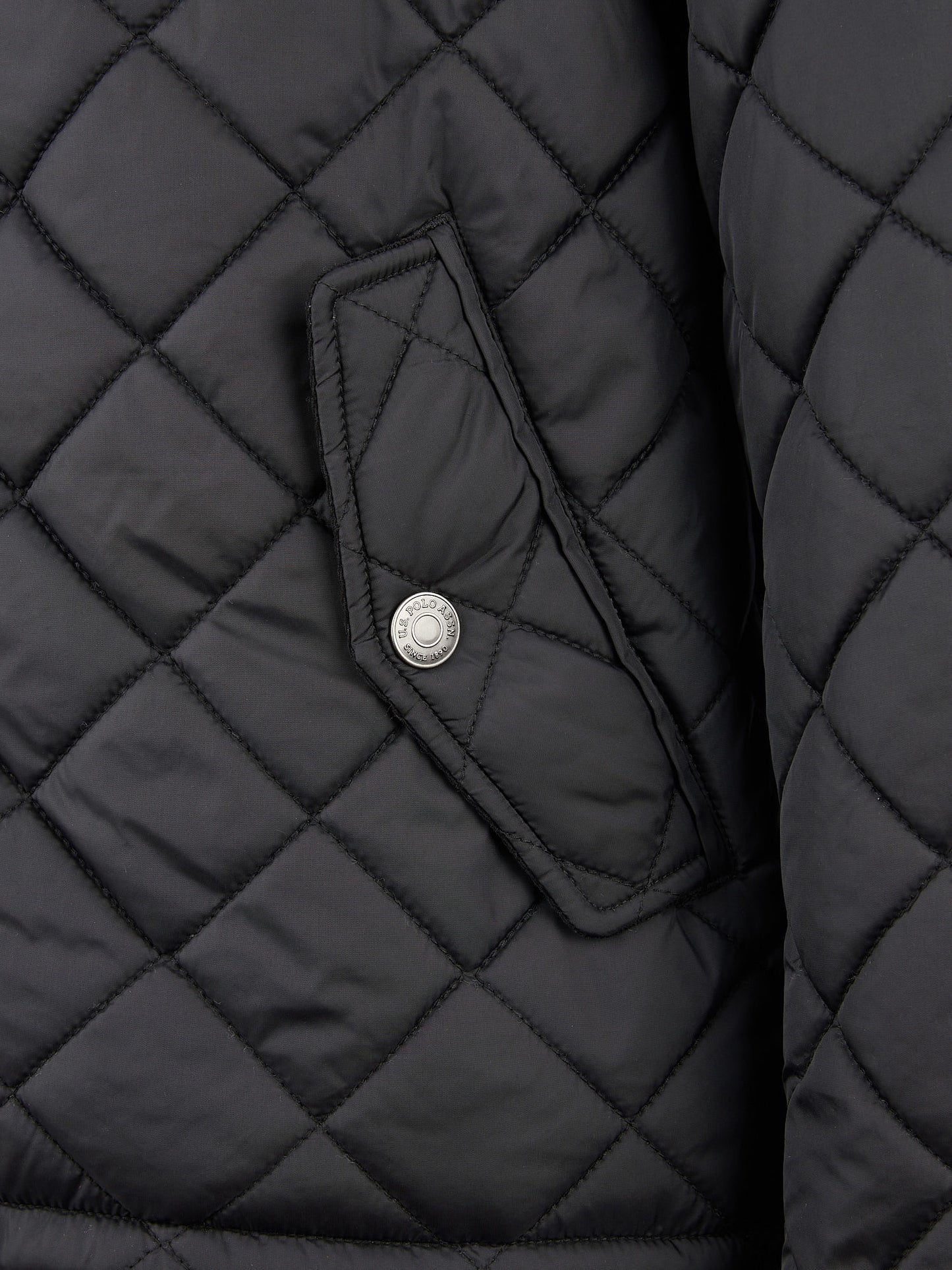 Mens Diamond Quilt Padded Collared Jacket in Black