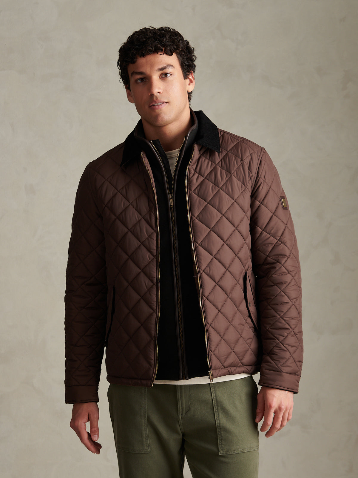 Mens Diamond Quilt Padded Collared Jacket Bracken