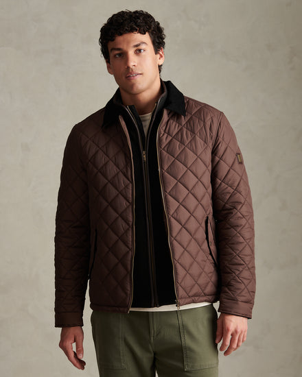 Mens Diamond Quilt Padded Collared Jacket Bracken