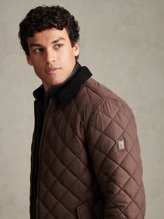 Mens Diamond Quilt Padded Collared Jacket Bracken