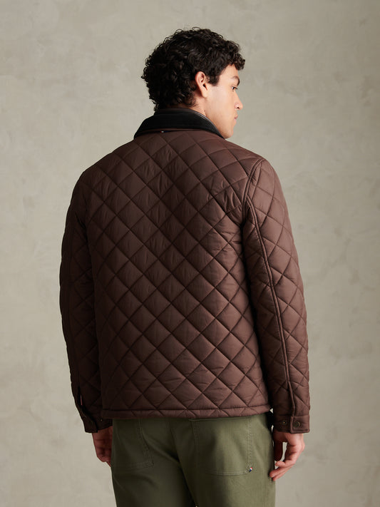 Mens Diamond Quilt Padded Collared Jacket Bracken