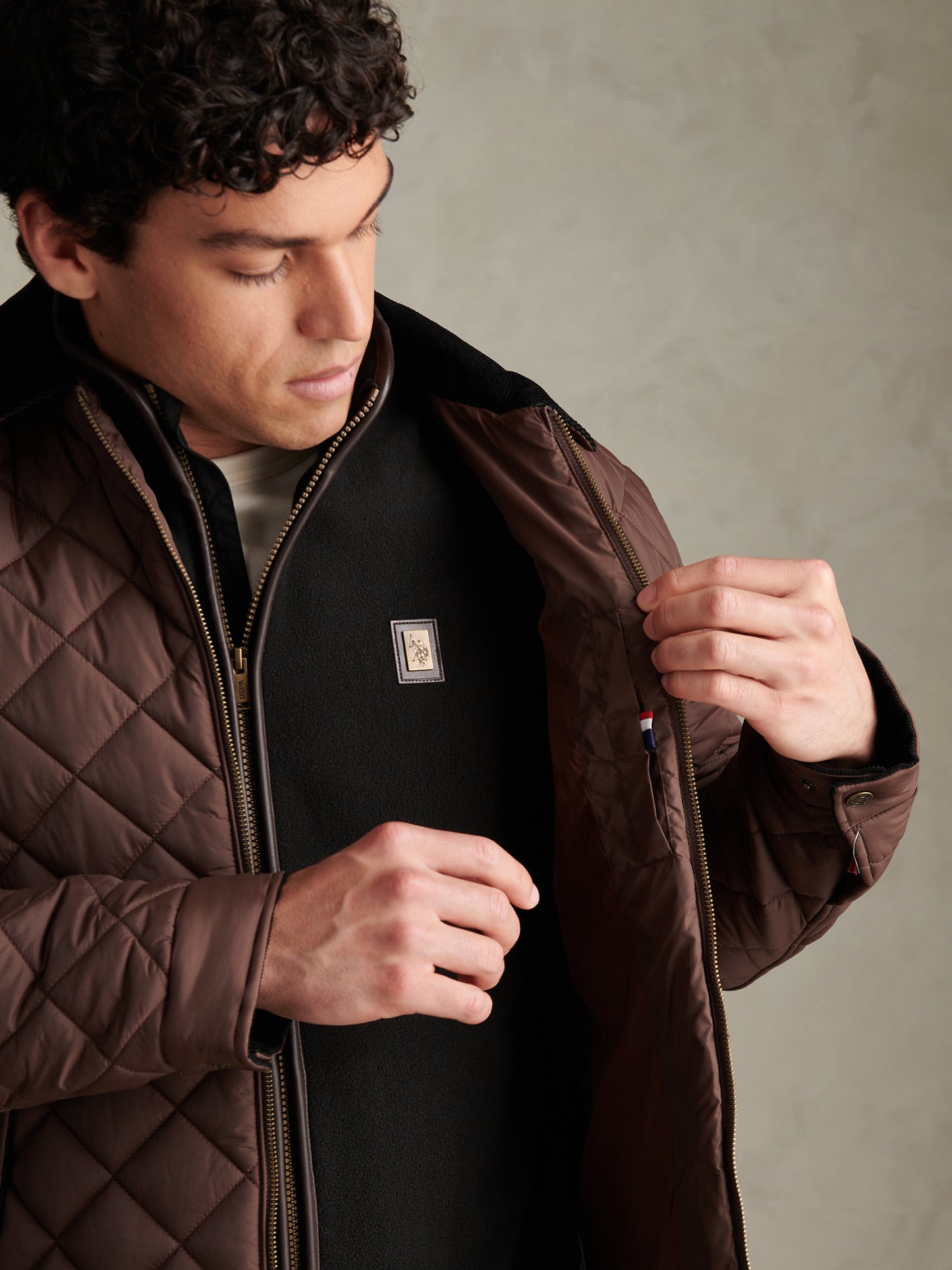 Mens Diamond Quilt Padded Collared Jacket Bracken