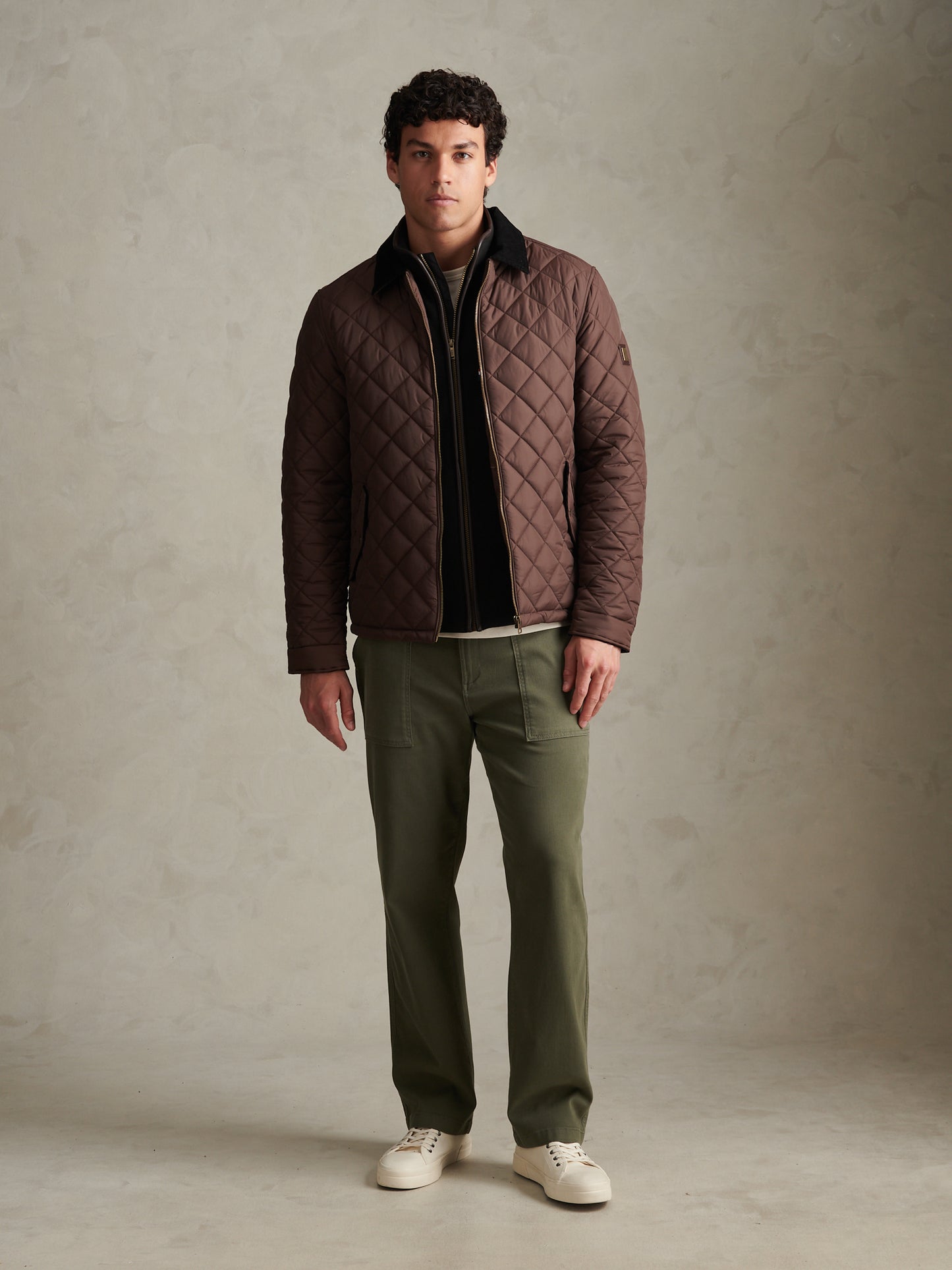Mens Diamond Quilt Padded Collared Jacket Bracken