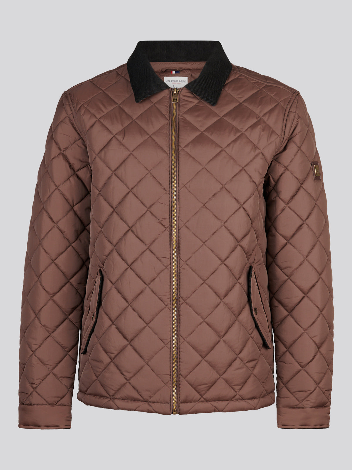 Mens Diamond Quilt Padded Collared Jacket Bracken