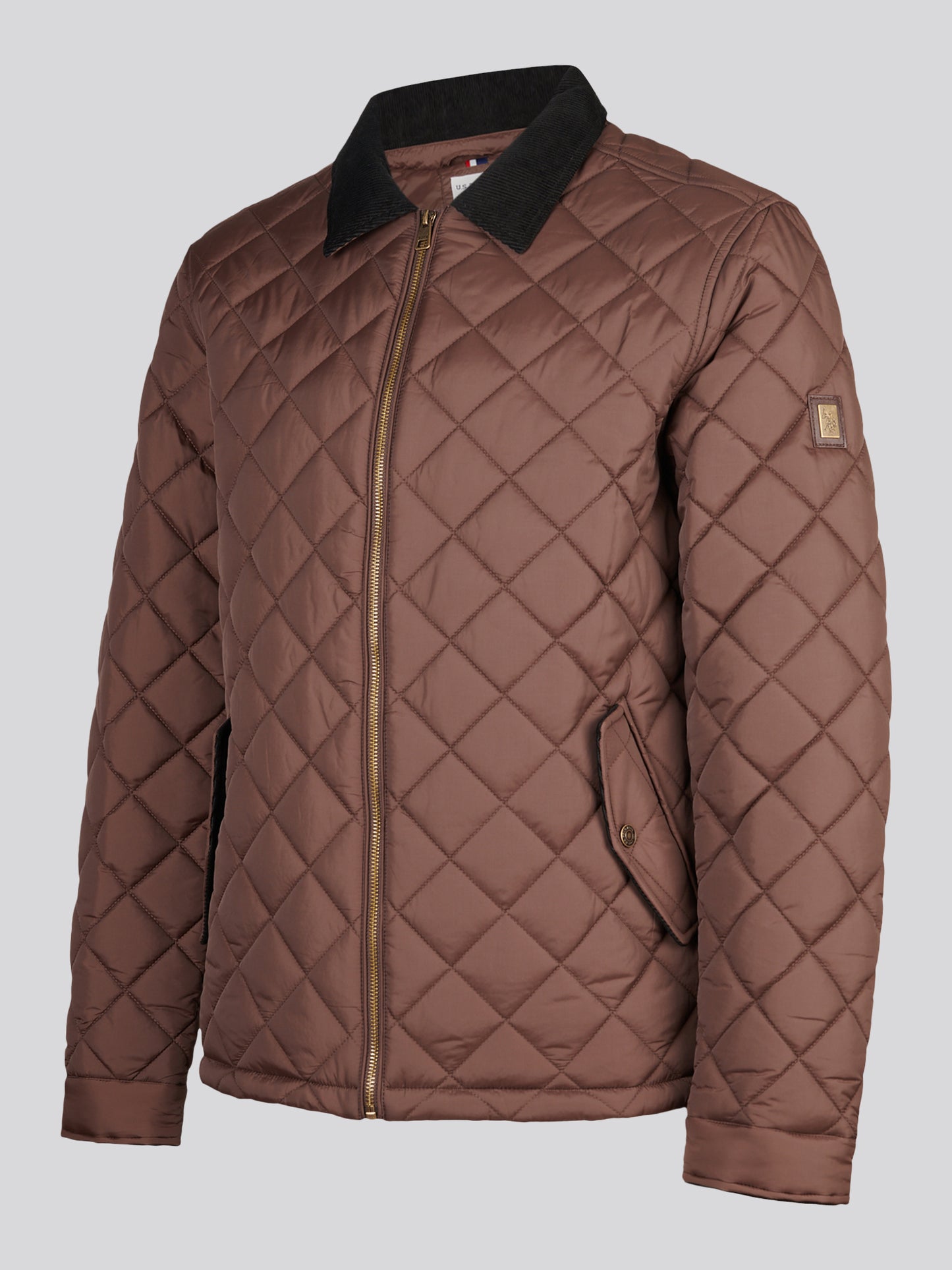 Mens Diamond Quilt Padded Collared Jacket Bracken