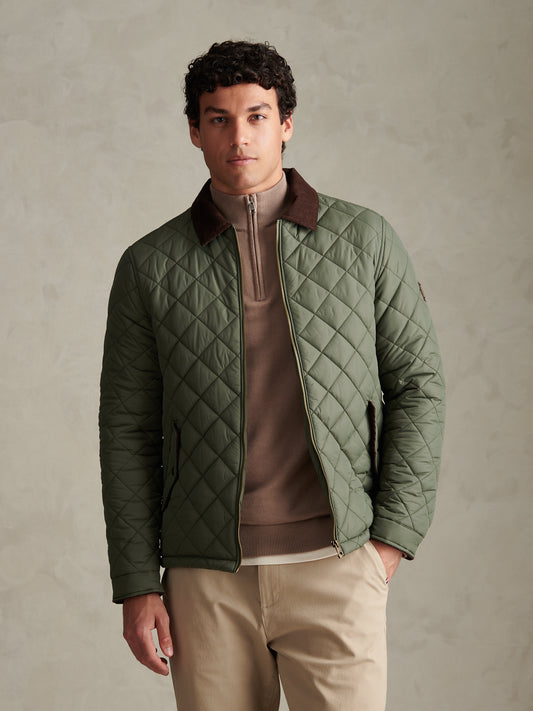 Mens Diamond Quilt Padded Collared Jacket Beetle