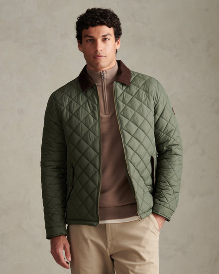 Mens Diamond Quilt Padded Collared Jacket Beetle