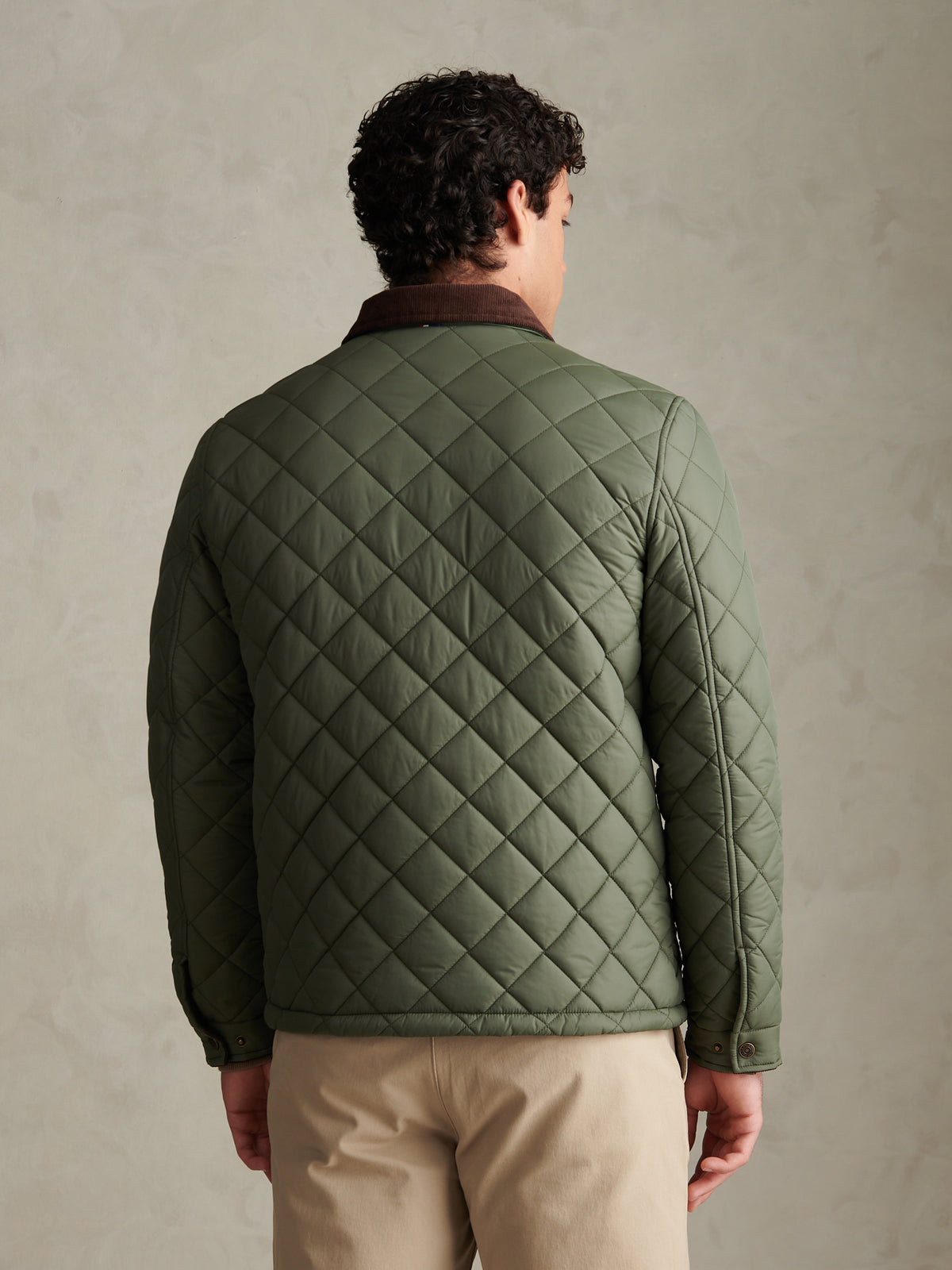 Mens Diamond Quilt Padded Collared Jacket Beetle
