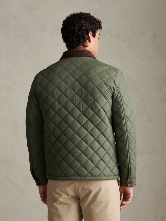 Mens Diamond Quilt Padded Collared Jacket Beetle