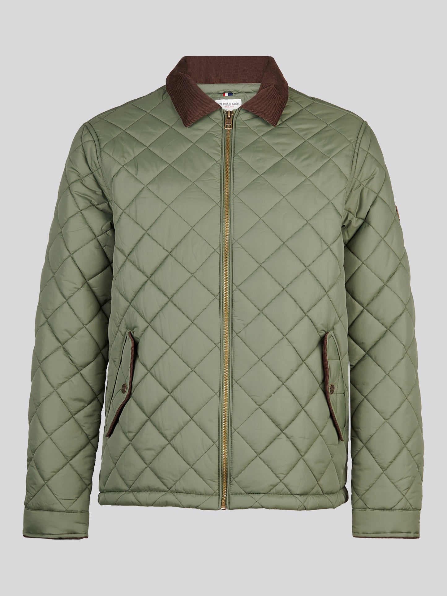 Mens Diamond Quilt Padded Collared Jacket Beetle