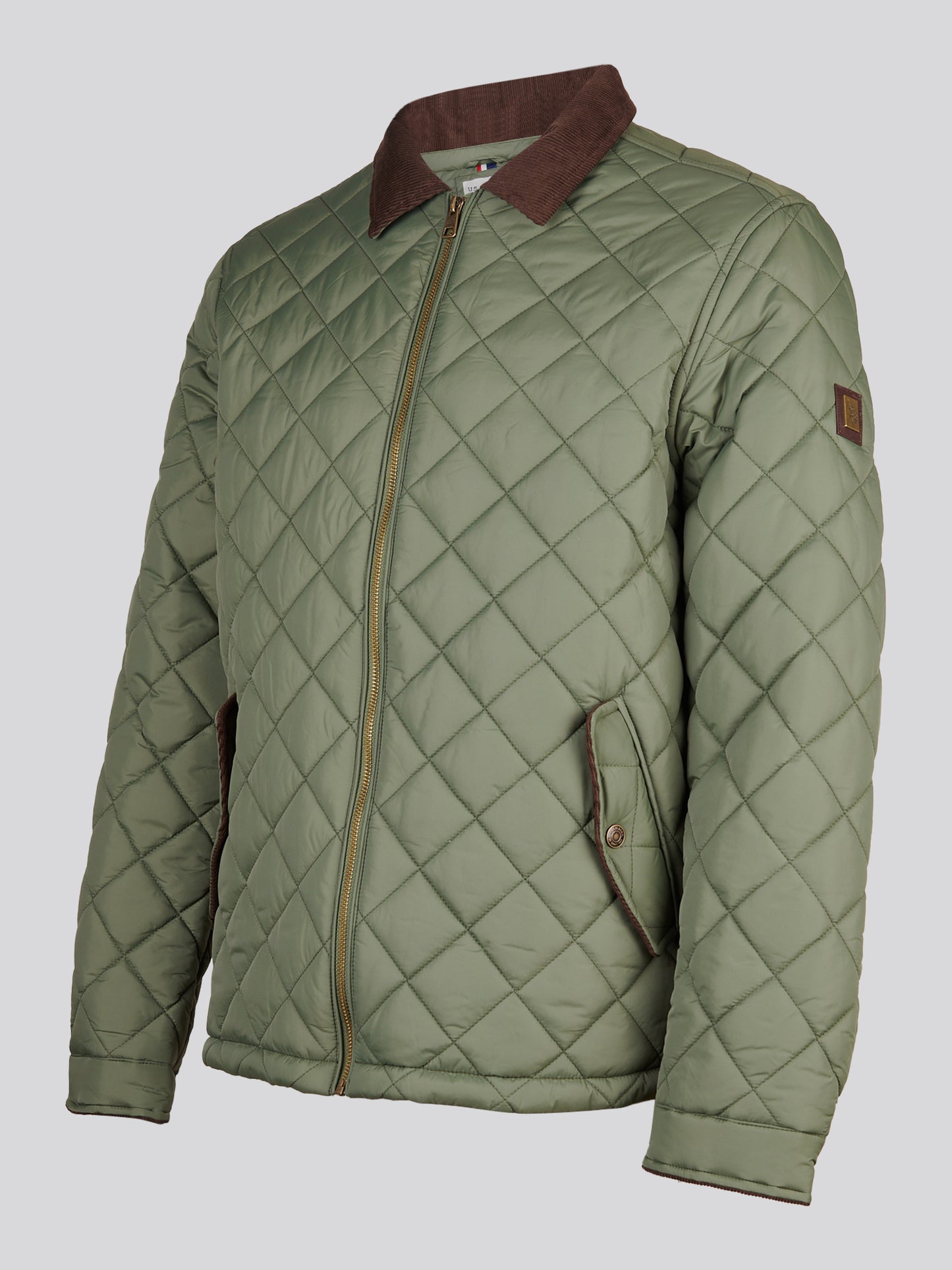 Mens Diamond Quilt Padded Collared Jacket Beetle