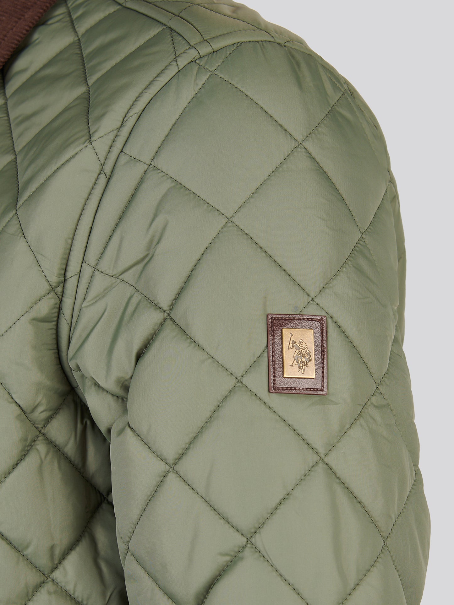 Mens Diamond Quilt Padded Collared Jacket Beetle