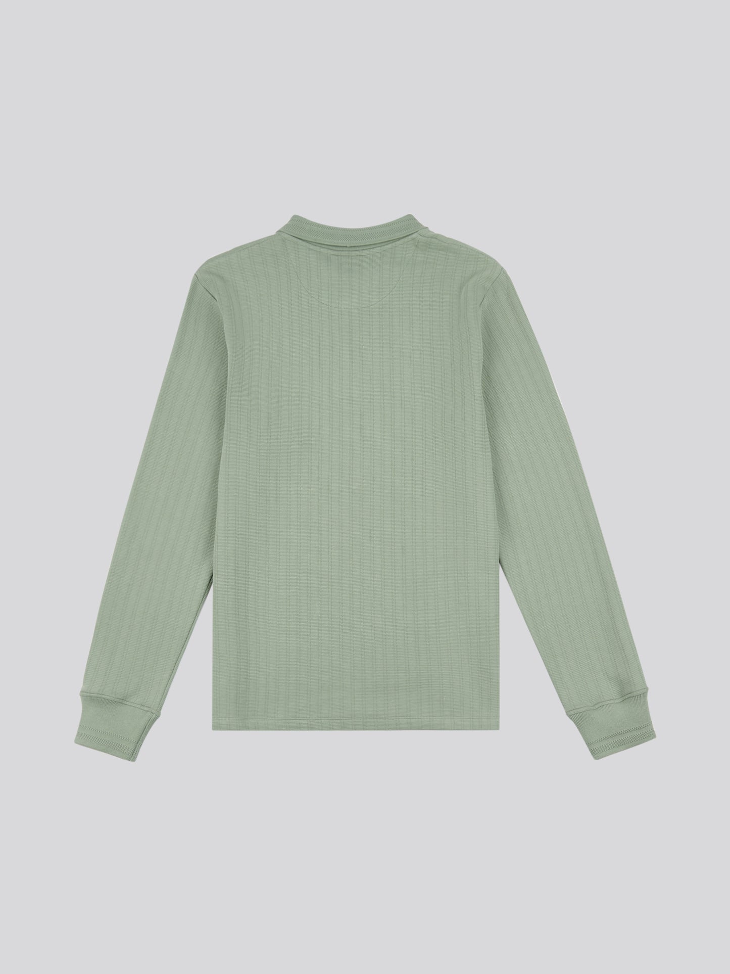 Mens Texture Zip Long Sleeve Polo Shirt in Green Bay