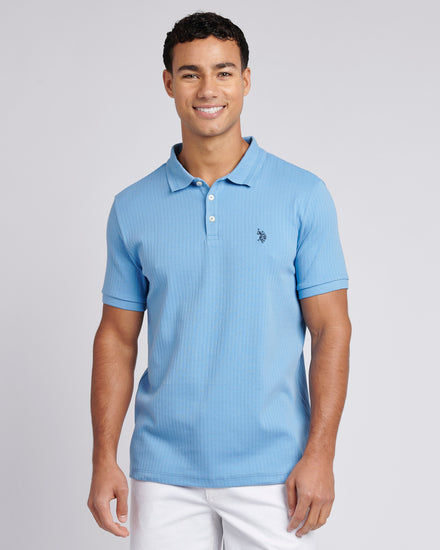 Mens Double Horsemen Rib Polo Shirt in Allure