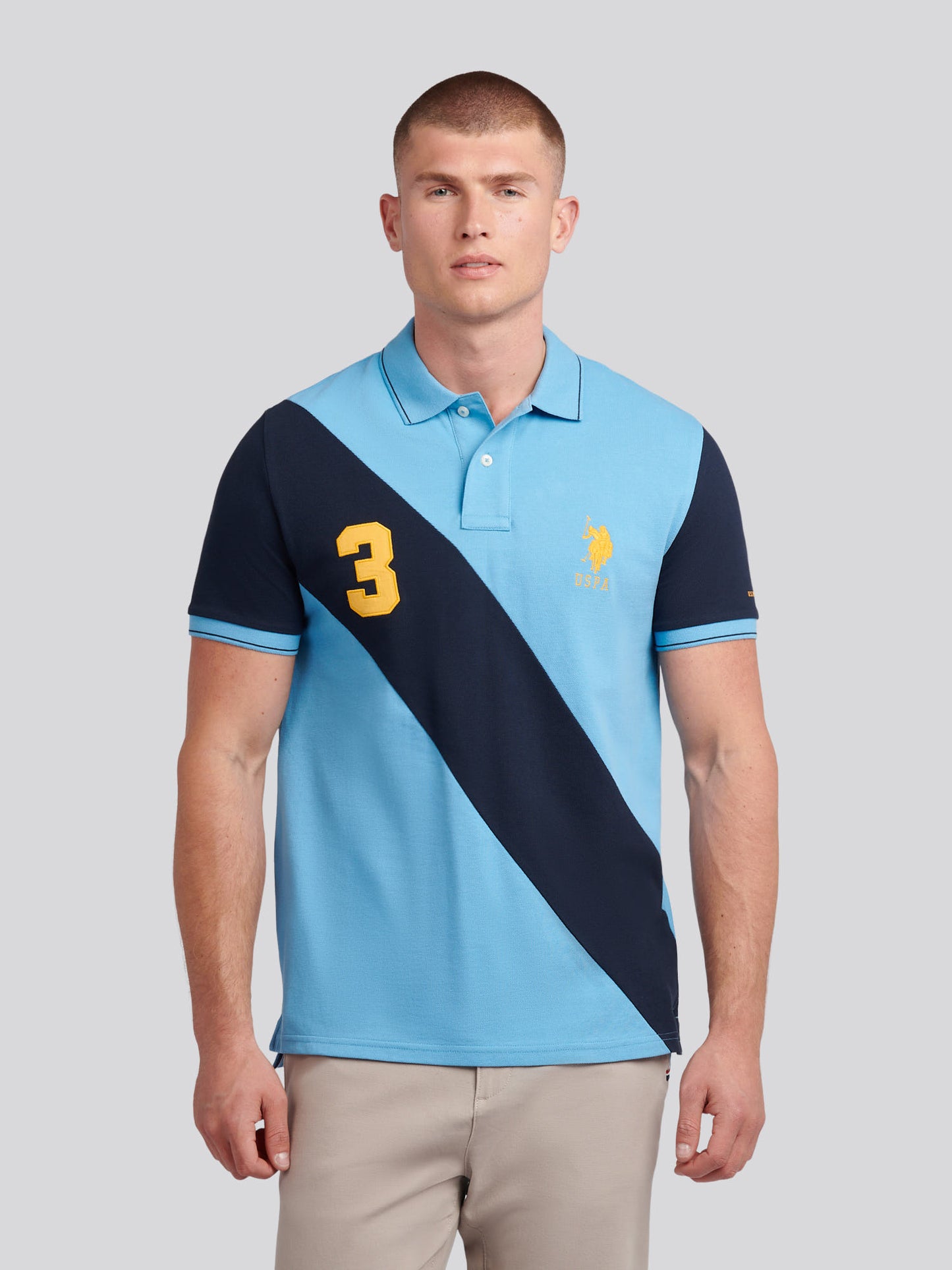 Mens Sash Pique Polo Shirt in Heritage Blue