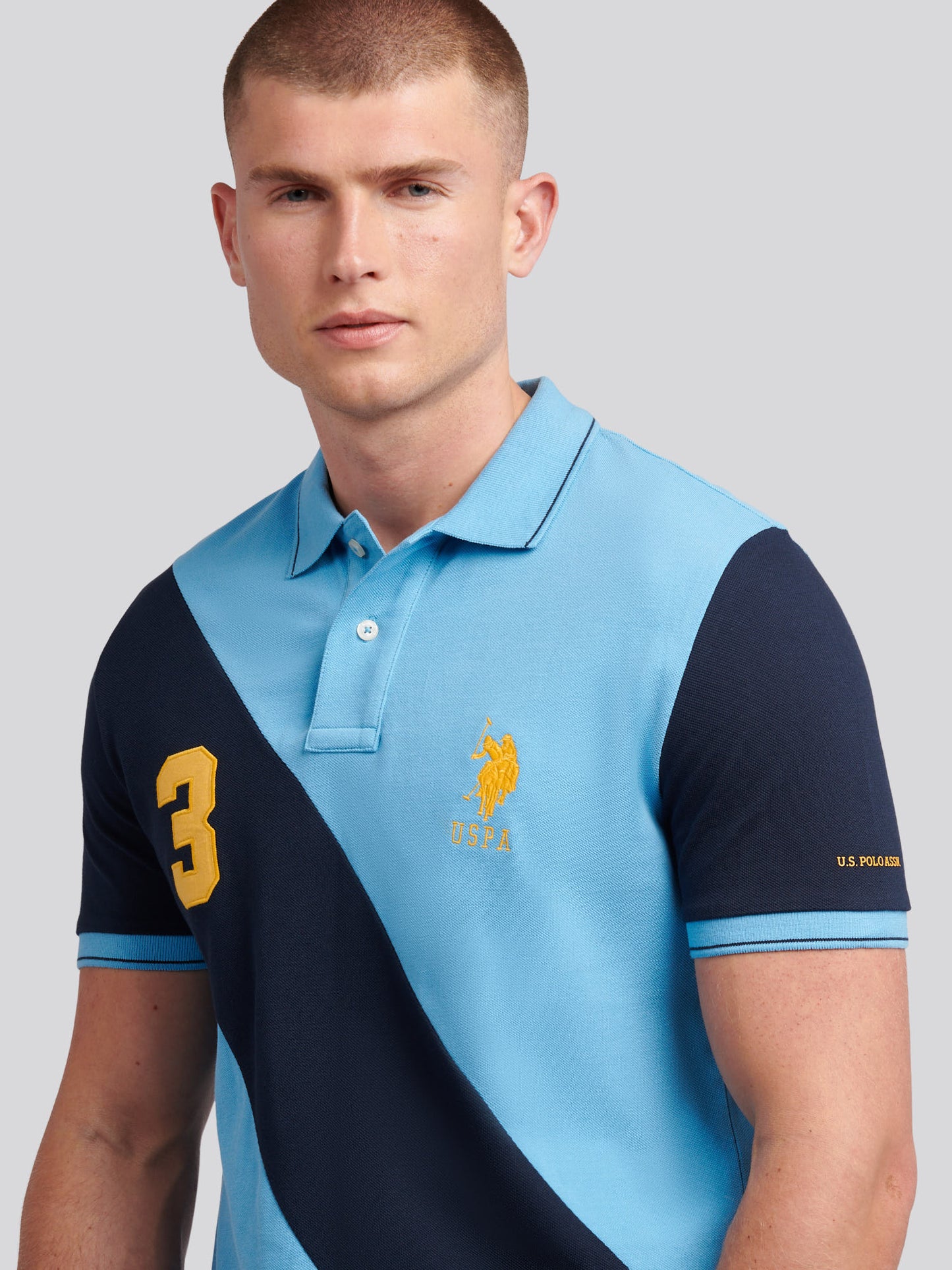Mens Sash Pique Polo Shirt in Heritage Blue