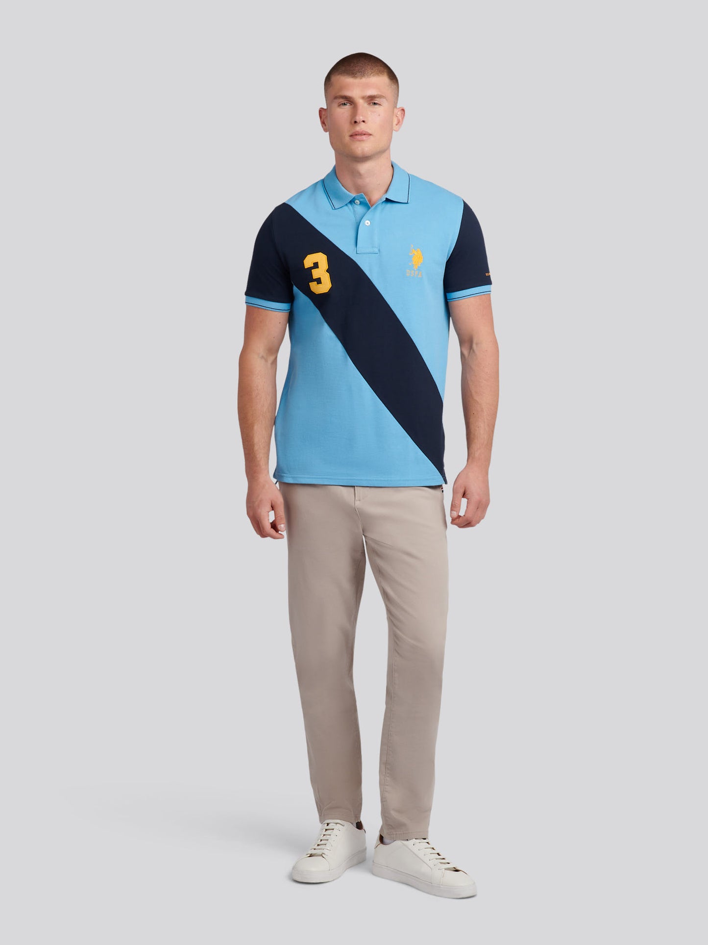 Mens Sash Pique Polo Shirt in Heritage Blue