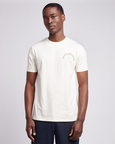 Mens Front/Back Print Graphic T-Shirt in Whisper White