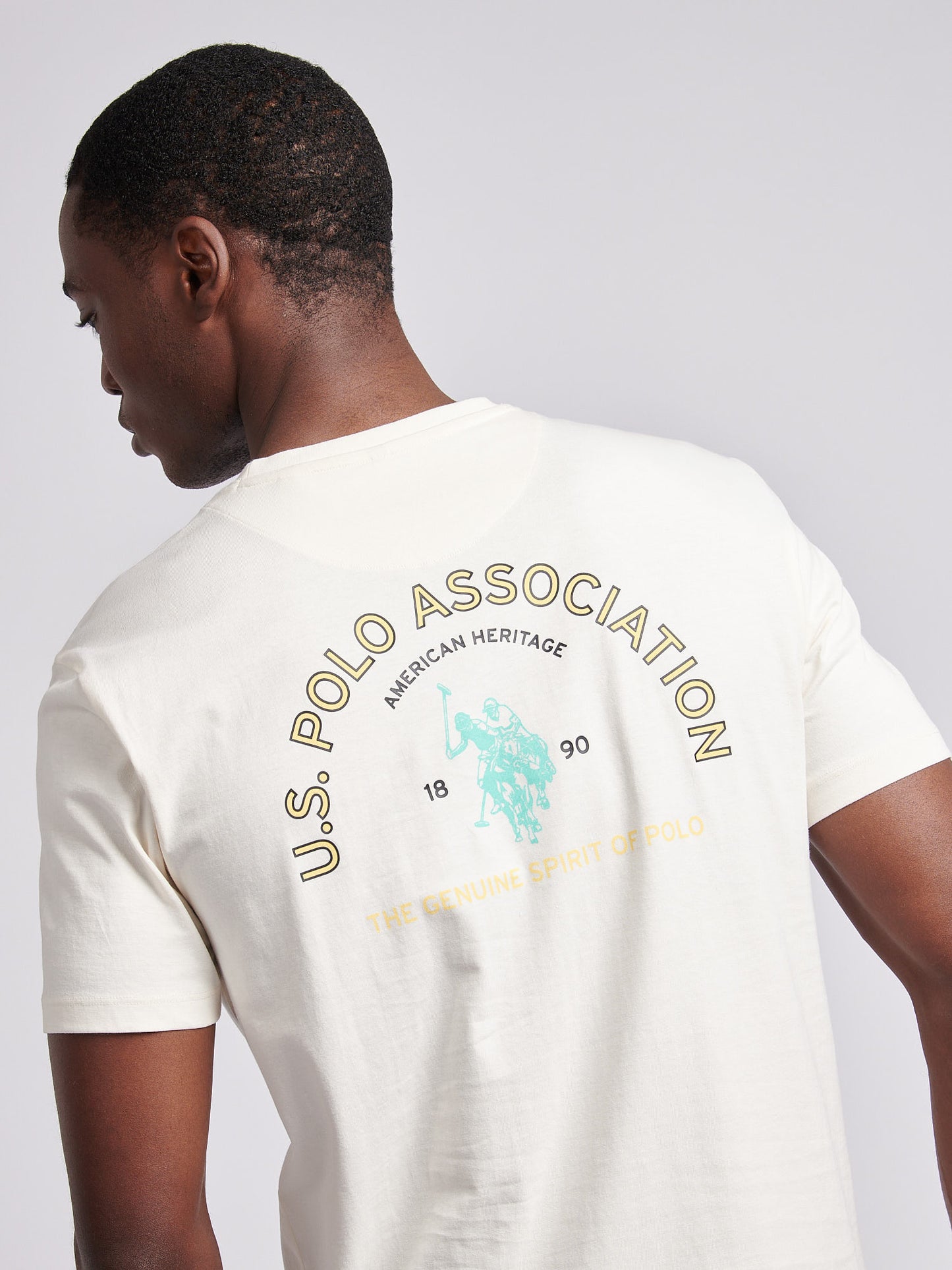 Mens Front/Back Print Graphic T-Shirt in Whisper White