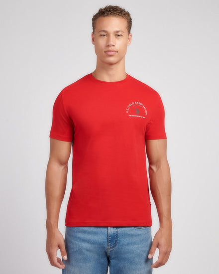 Mens Front/Back Print Graphic T-Shirt in Haute Red