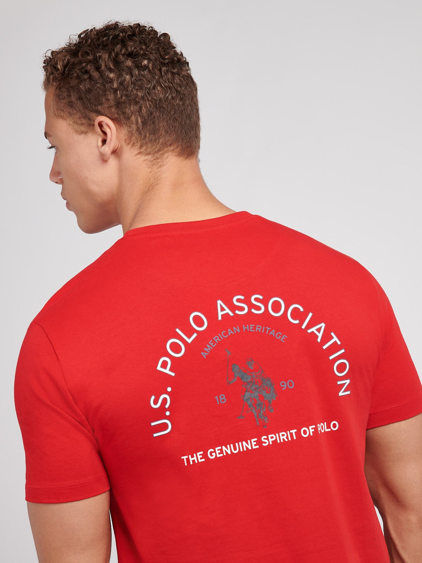 Mens Front/Back Print Graphic T-Shirt in Haute Red