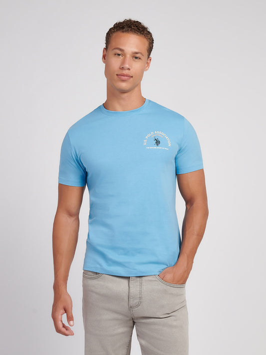 Mens Front/Back Print Graphic T-Shirt in Heritage Blue