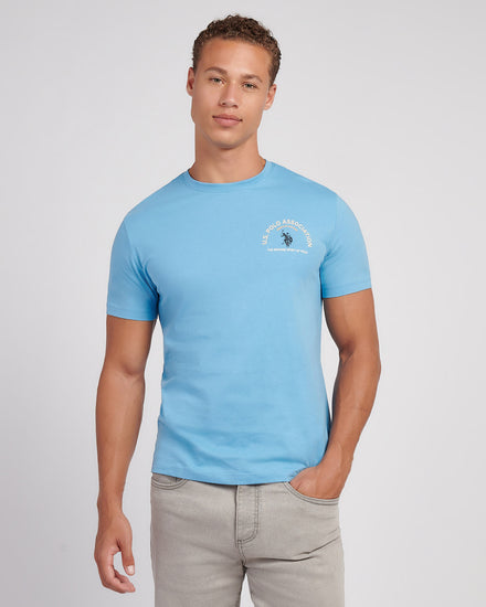 Mens Front/Back Print Graphic T-Shirt in Heritage Blue