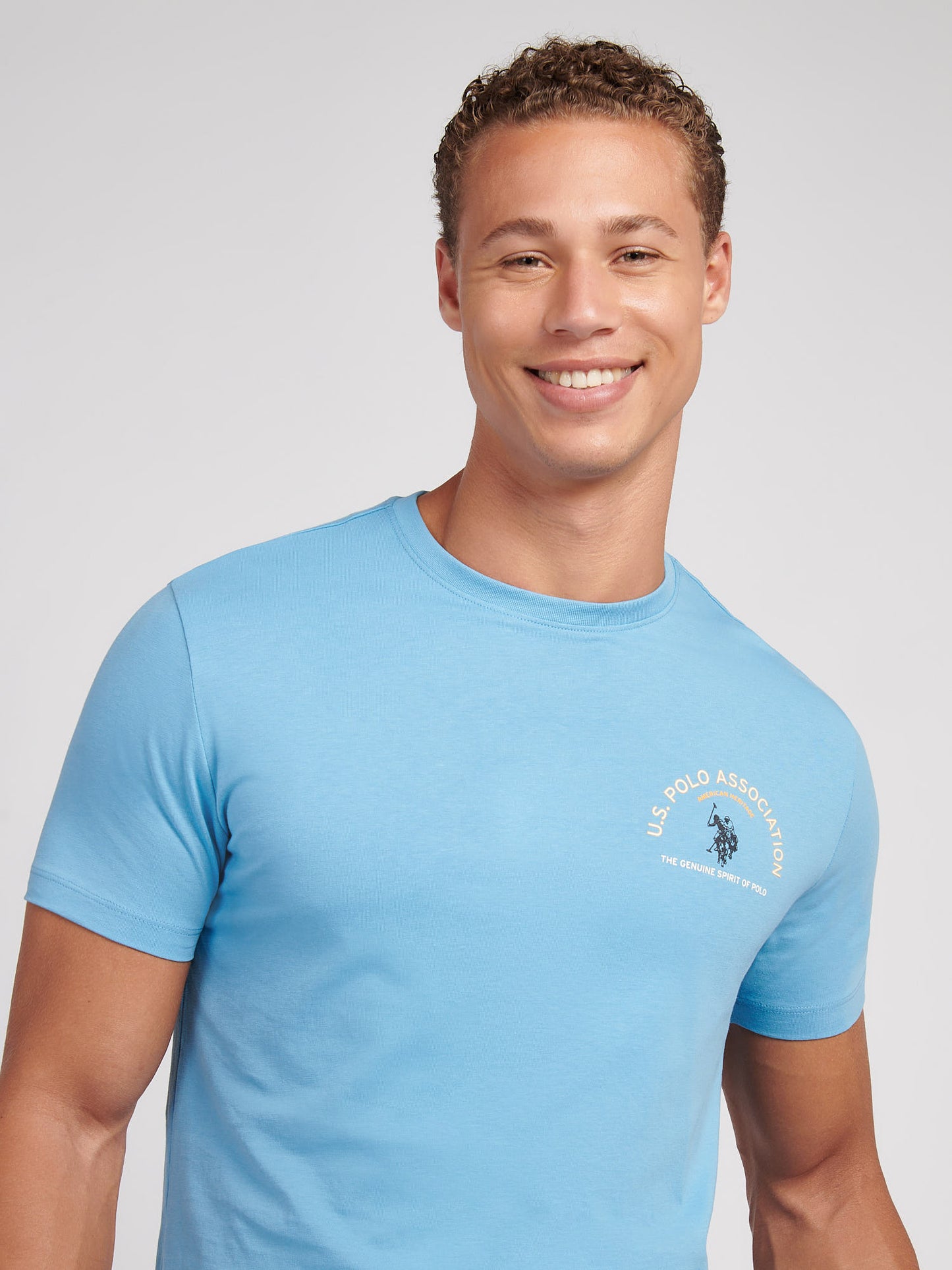 Mens Front/Back Print Graphic T-Shirt in Heritage Blue