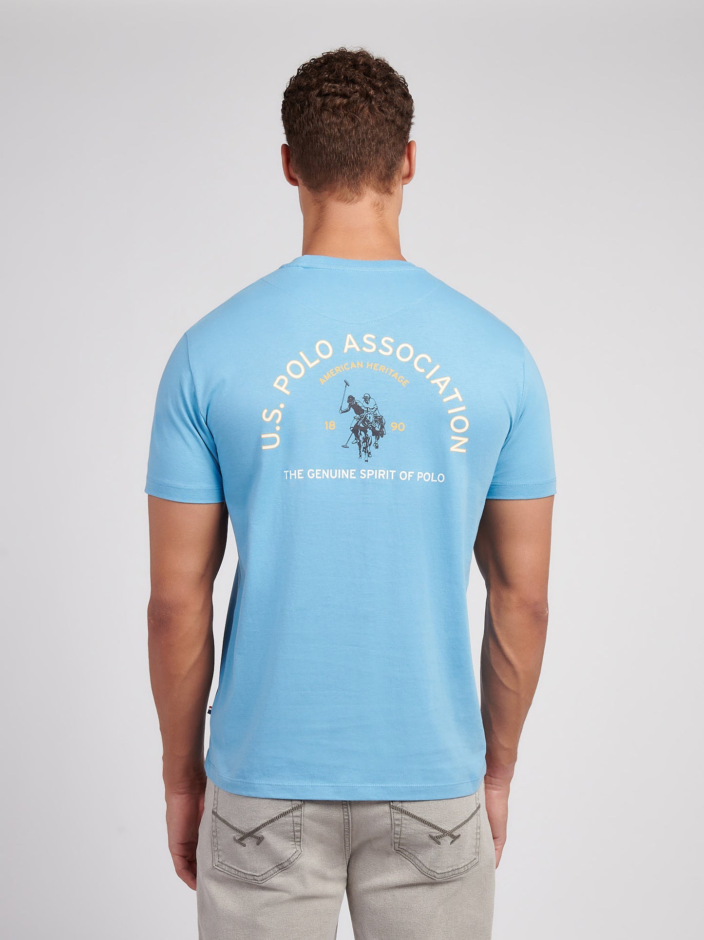 Mens Front/Back Print Graphic T-Shirt in Heritage Blue