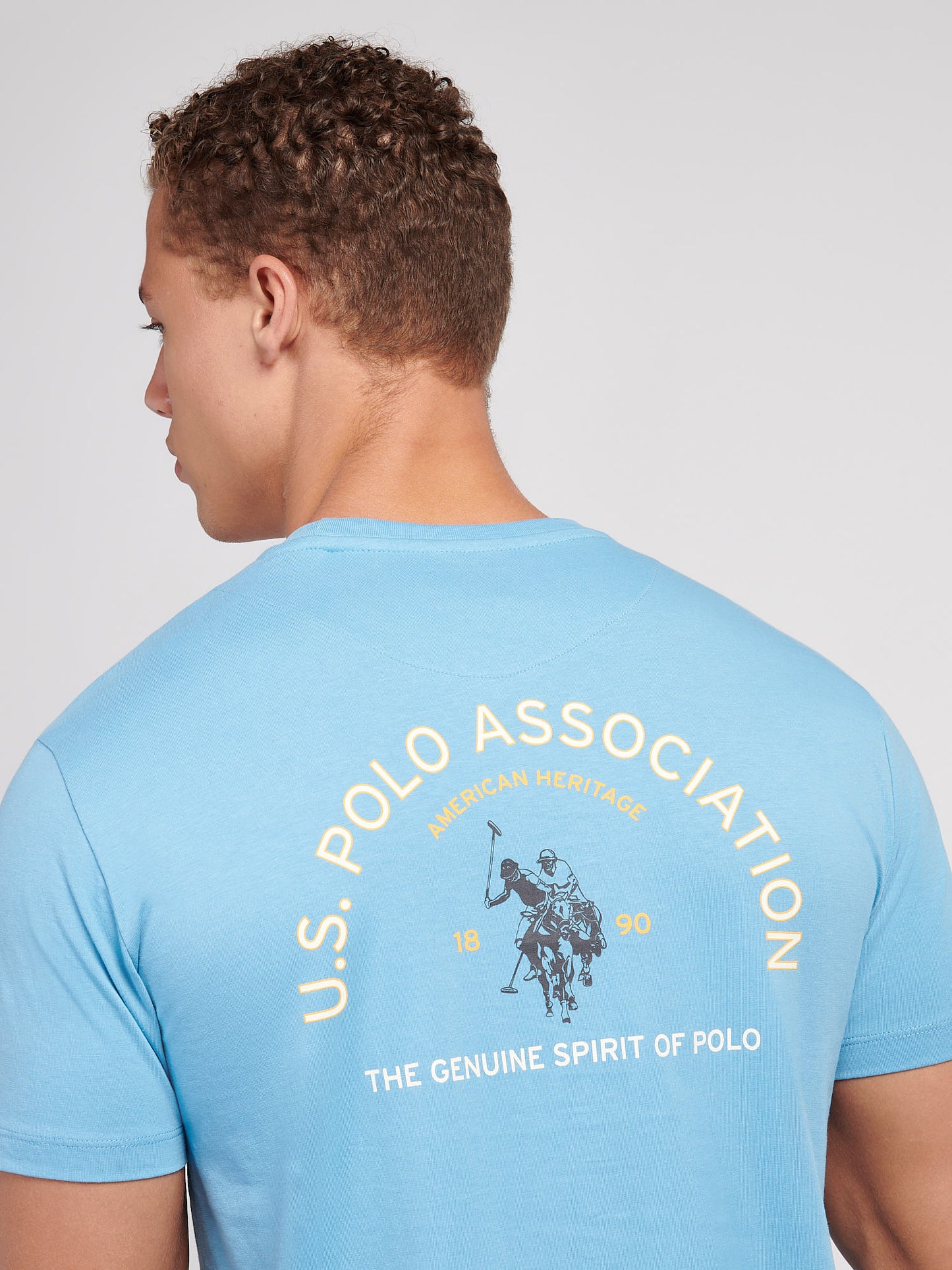 Mens Front/Back Print Graphic T-Shirt in Heritage Blue