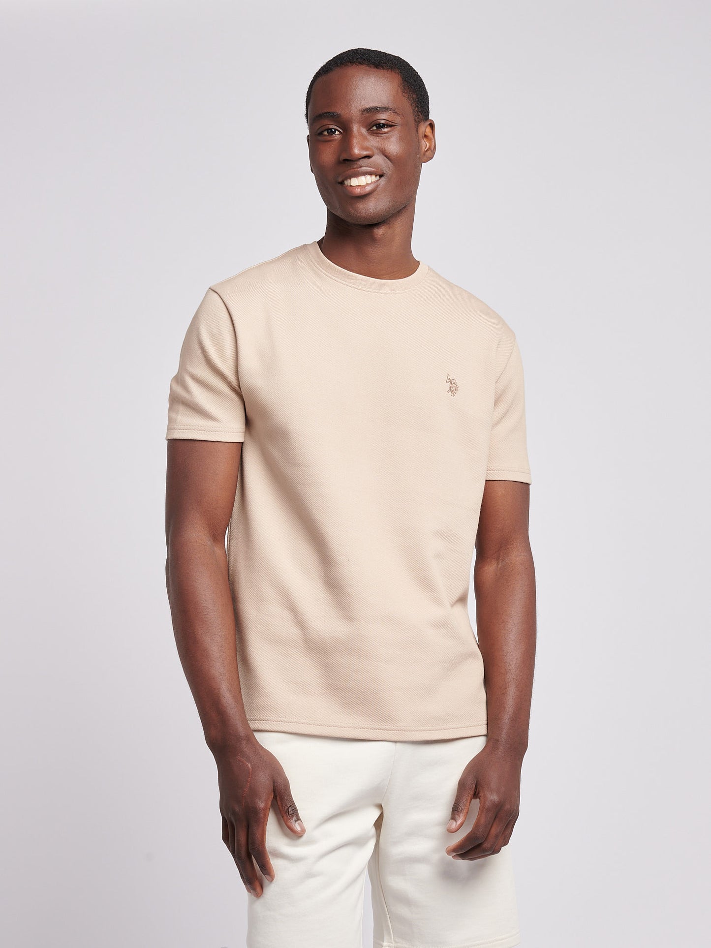 Mens Double Horsemen Twill T-Shirt in Doeskin
