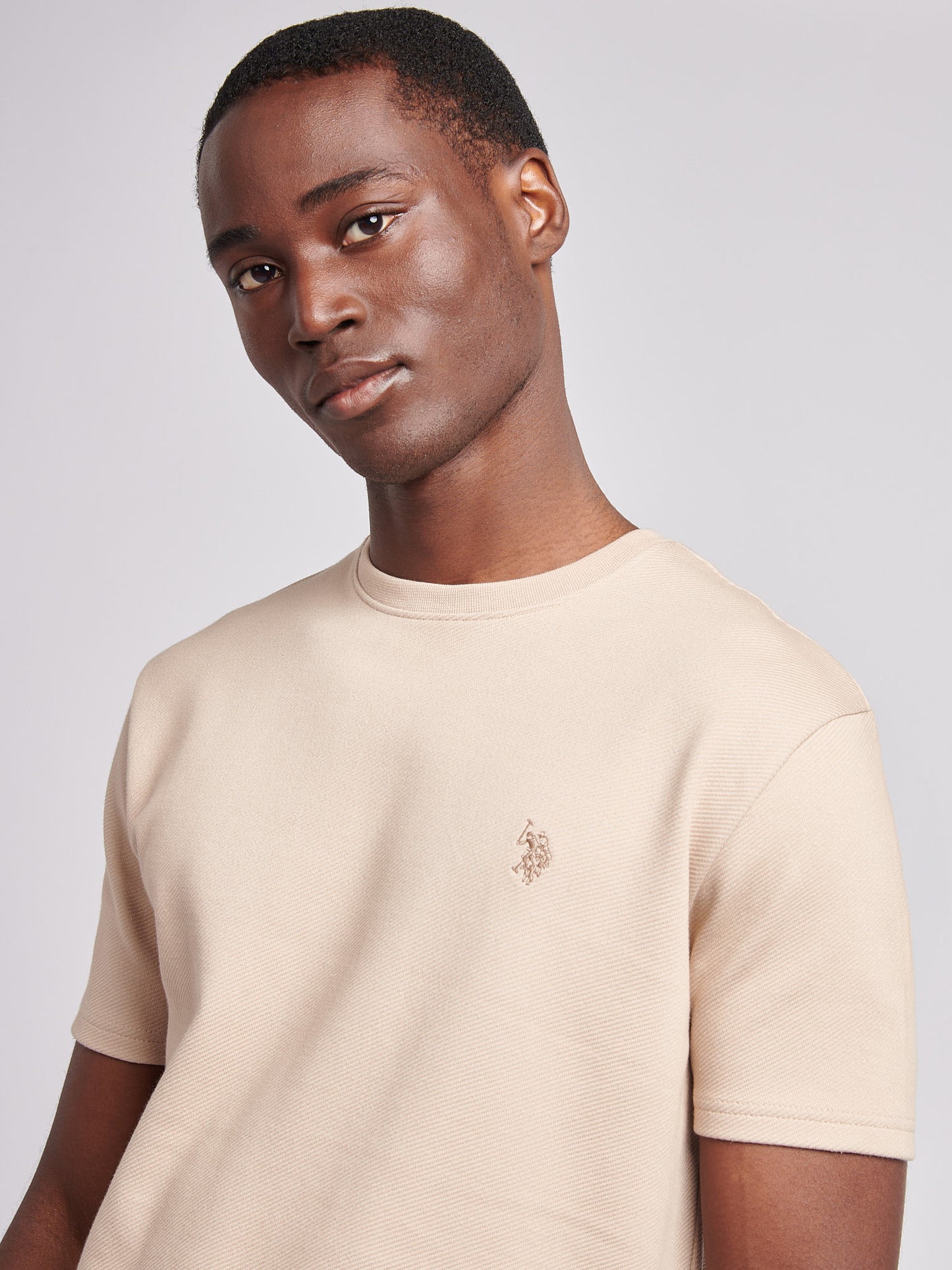 Mens Double Horsemen Twill T-Shirt in Doeskin