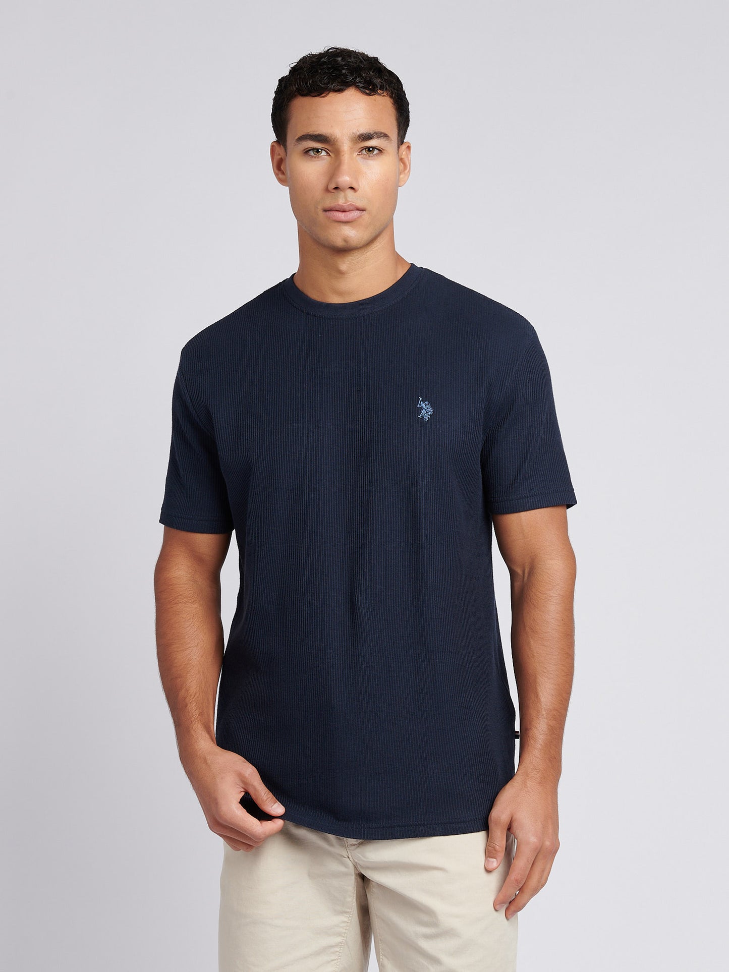 Mens Vertical Texture T-Shirt in Dark Sapphire Navy / Moonlight Blue DHM