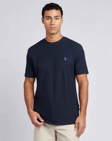 Mens Vertical Texture T-Shirt in Dark Sapphire Navy / Moonlight Blue DHM