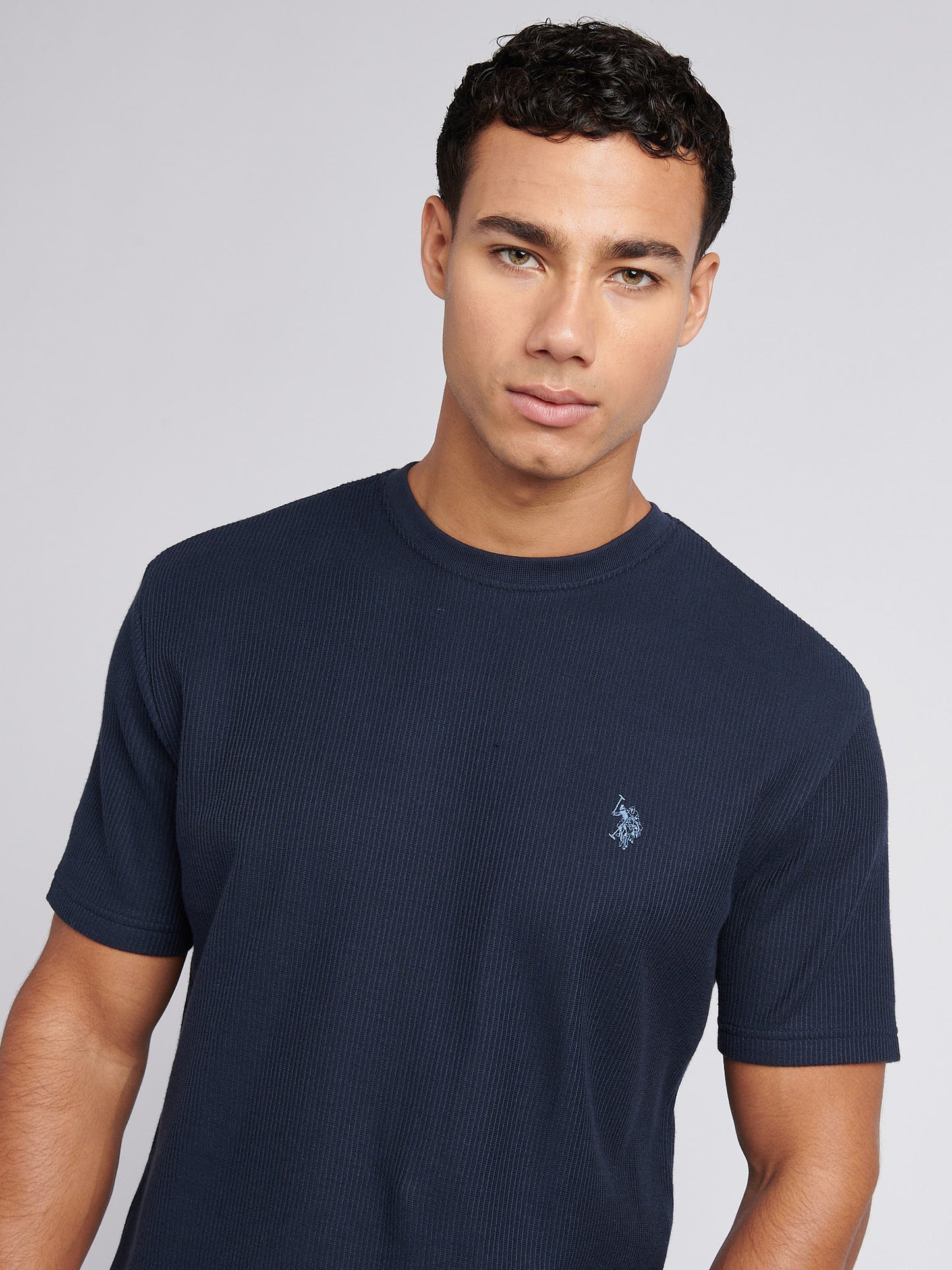 Mens Vertical Texture T-Shirt in Dark Sapphire Navy / Moonlight Blue DHM