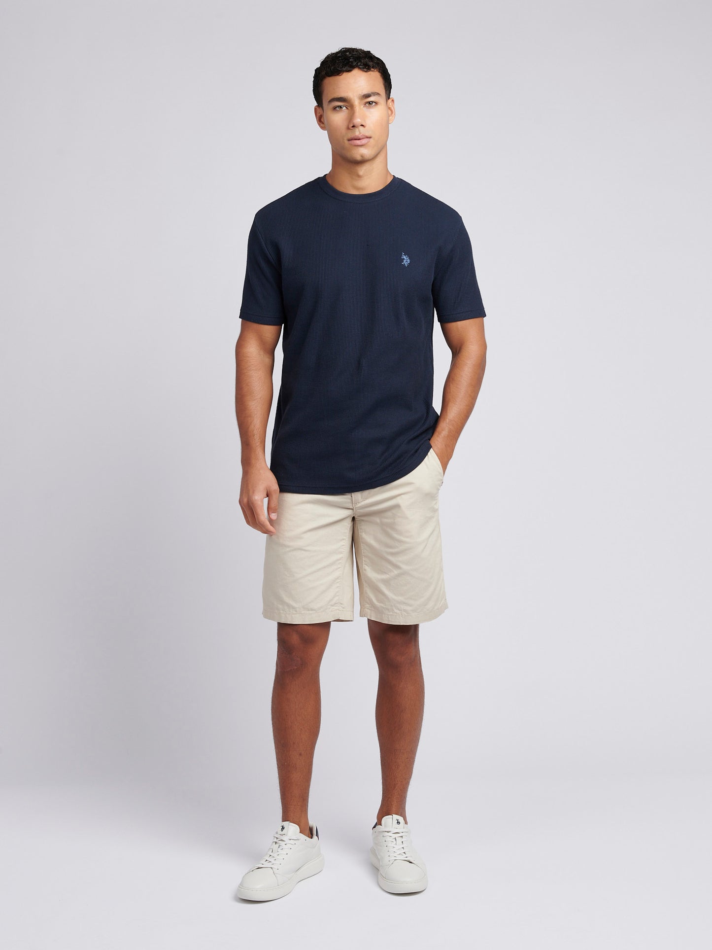 Mens Vertical Texture T-Shirt in Dark Sapphire Navy / Moonlight Blue DHM