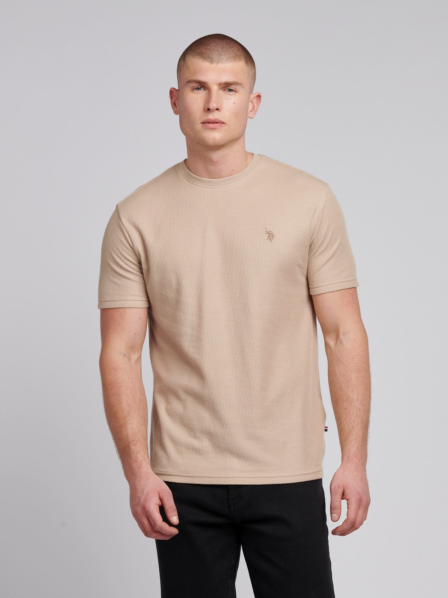 Mens Vertical Texture T-Shirt in Doeskin