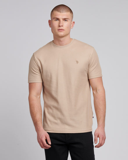 Mens Vertical Texture T-Shirt in Doeskin