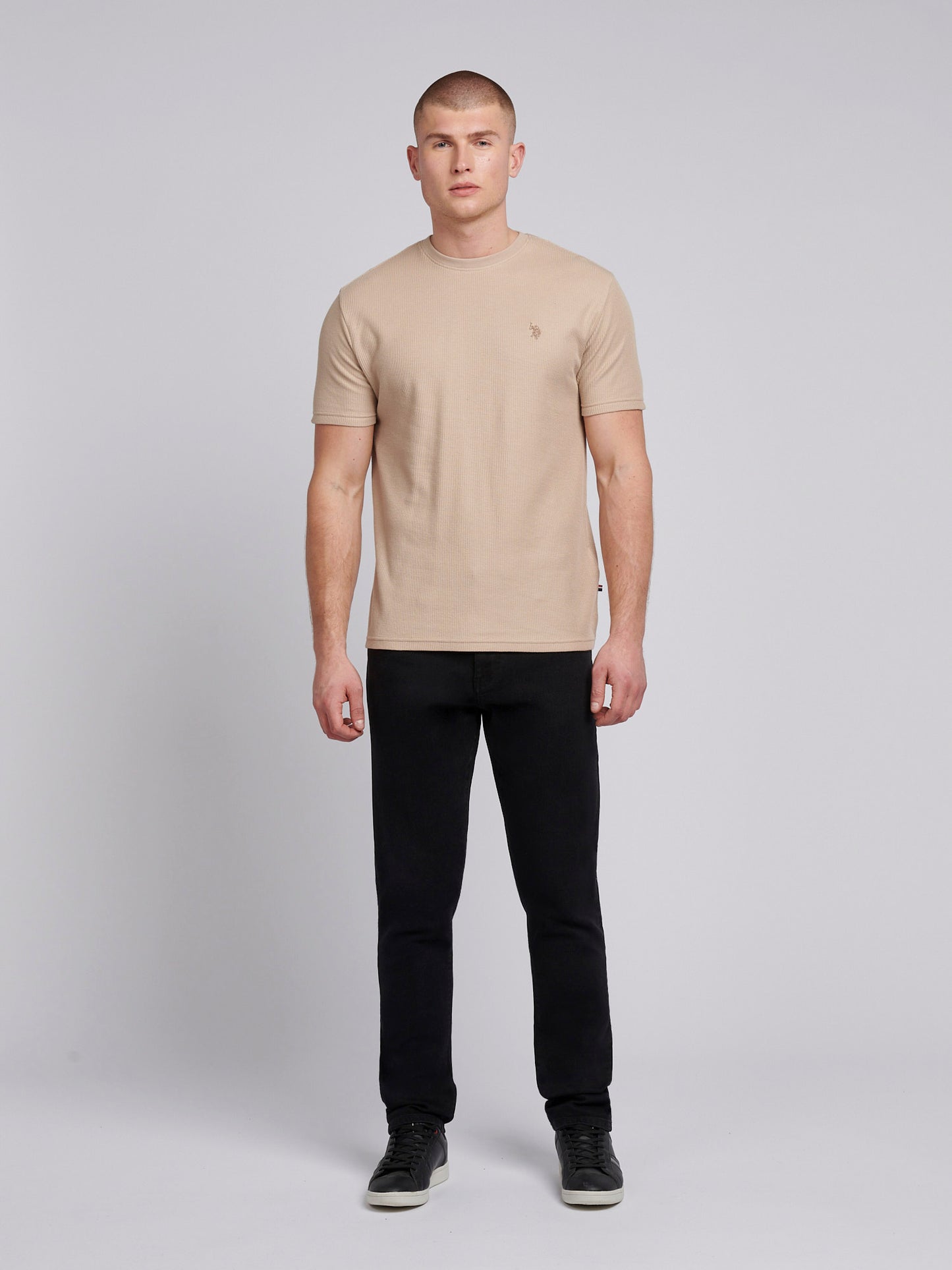 Mens Vertical Texture T-Shirt in Doeskin
