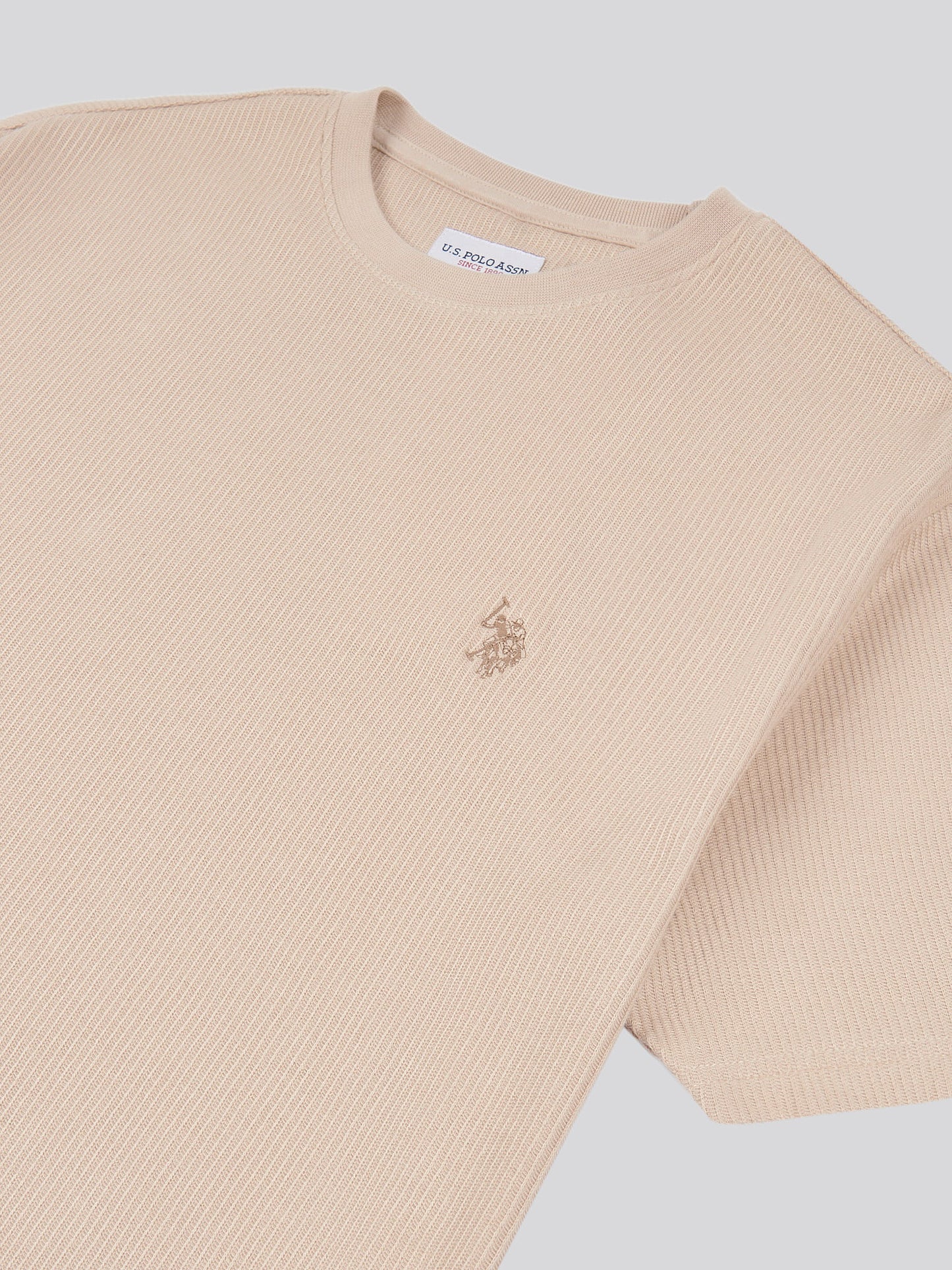 Mens Vertical Texture T-Shirt in Doeskin