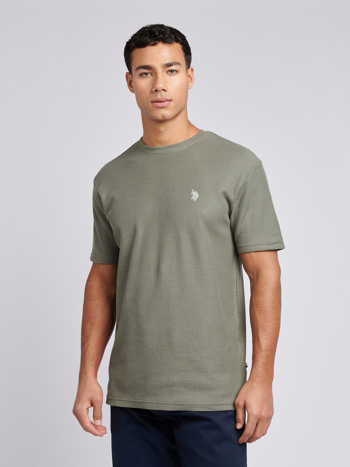 Mens Vertical Texture T-Shirt in Mulled Basil