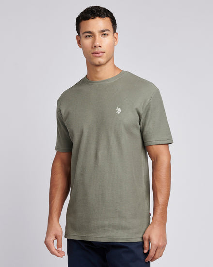 Mens Vertical Texture T-Shirt in Mulled Basil