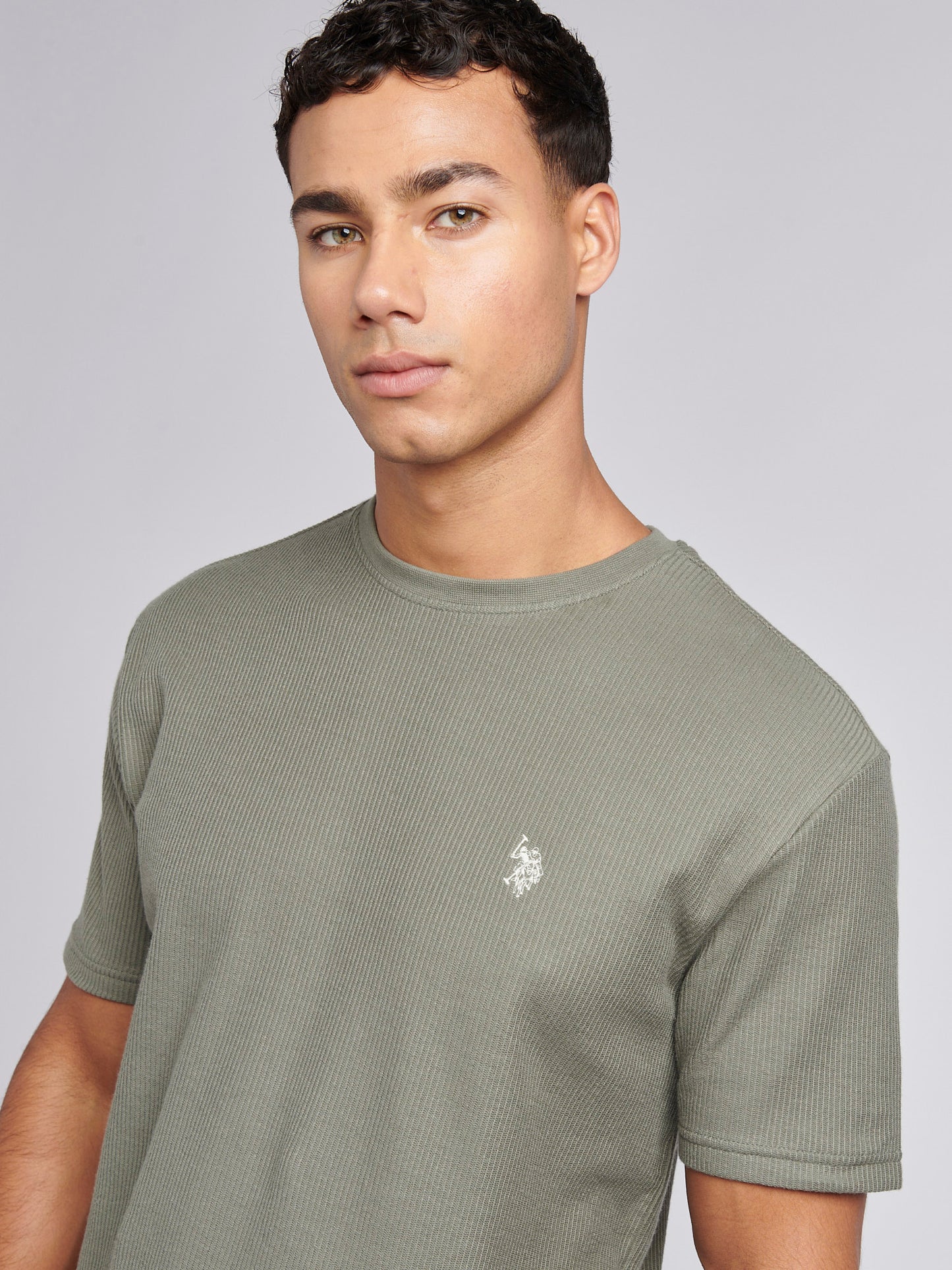 Mens Vertical Texture T-Shirt in Mulled Basil