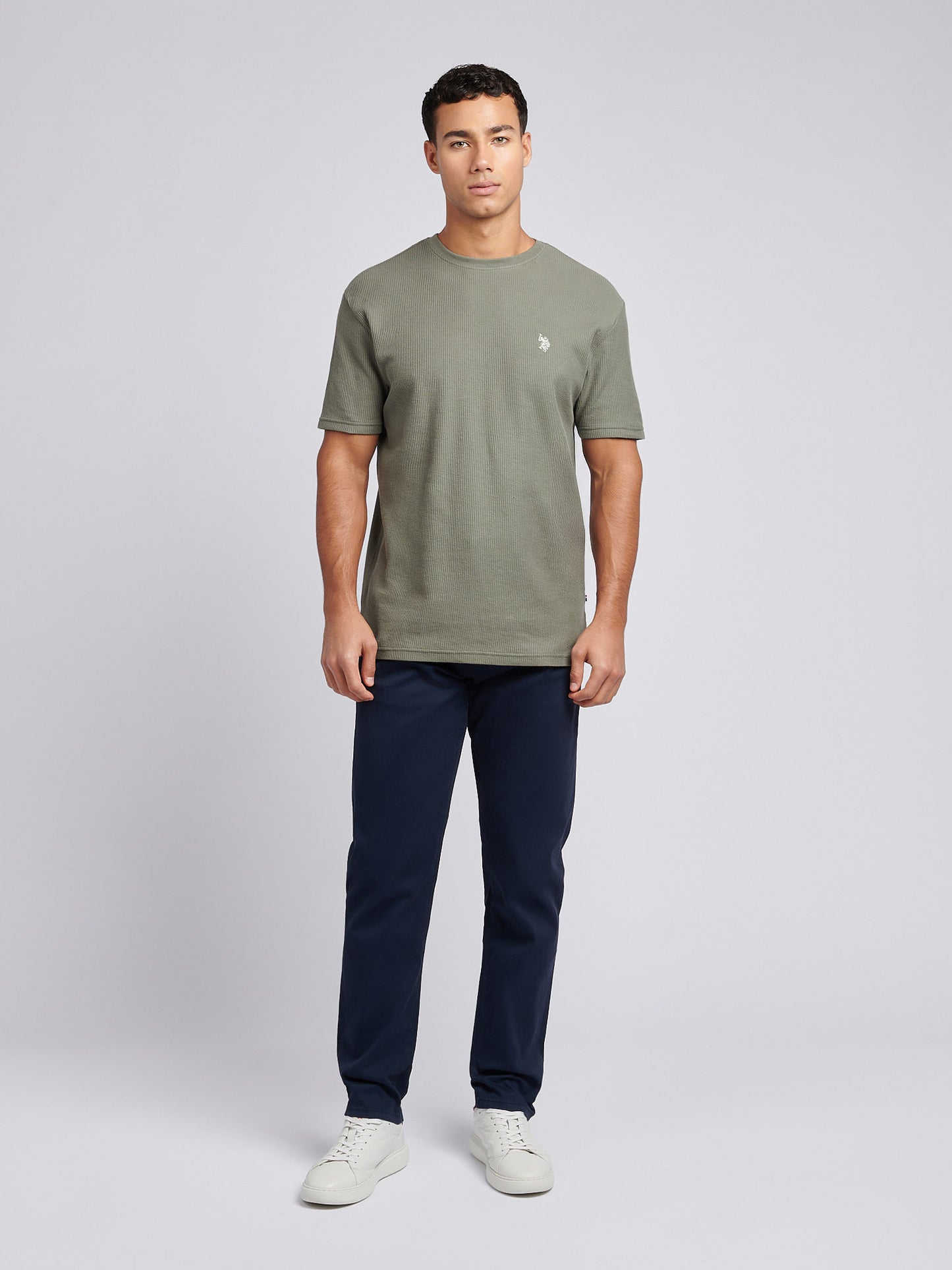 Mens Vertical Texture T-Shirt in Mulled Basil