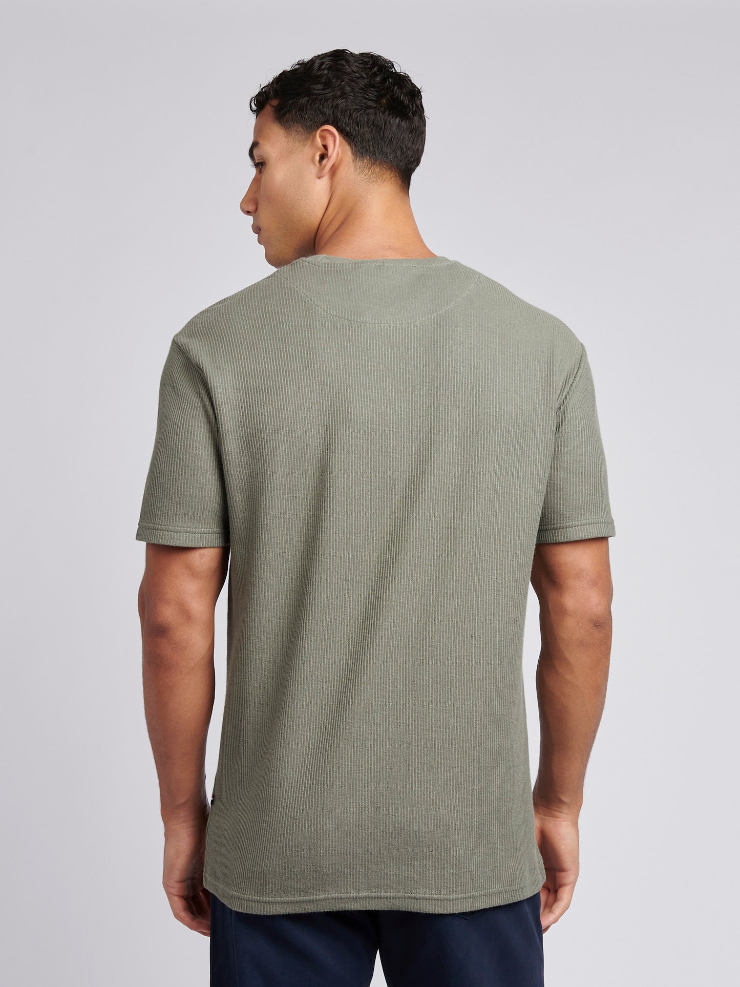 Mens Vertical Texture T-Shirt in Mulled Basil