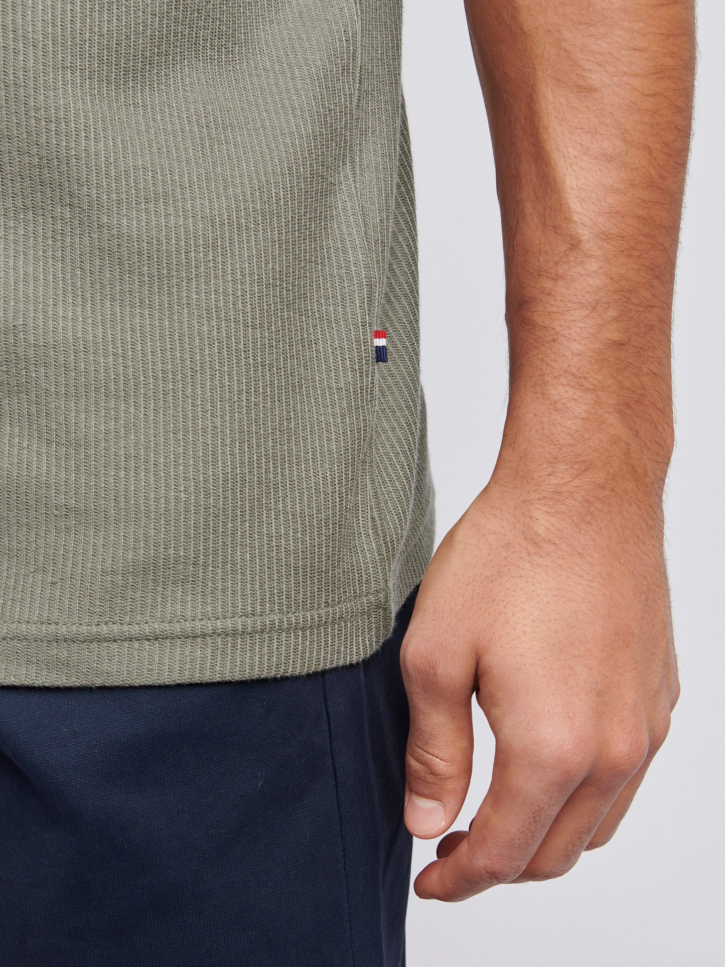 Mens Vertical Texture T-Shirt in Mulled Basil