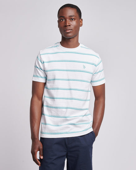 Mens Terry Stripe T-Shirt in Bright White