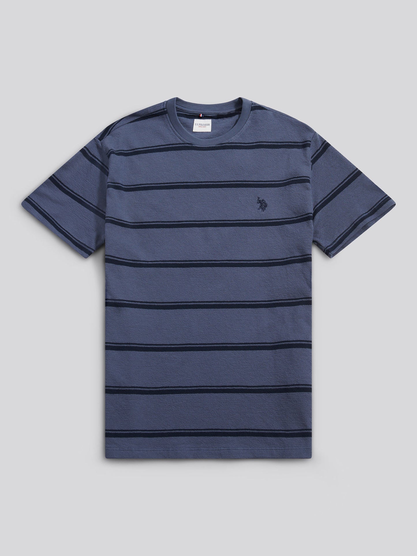 Mens Terry Stripe T-Shirt in Vintage Indigo