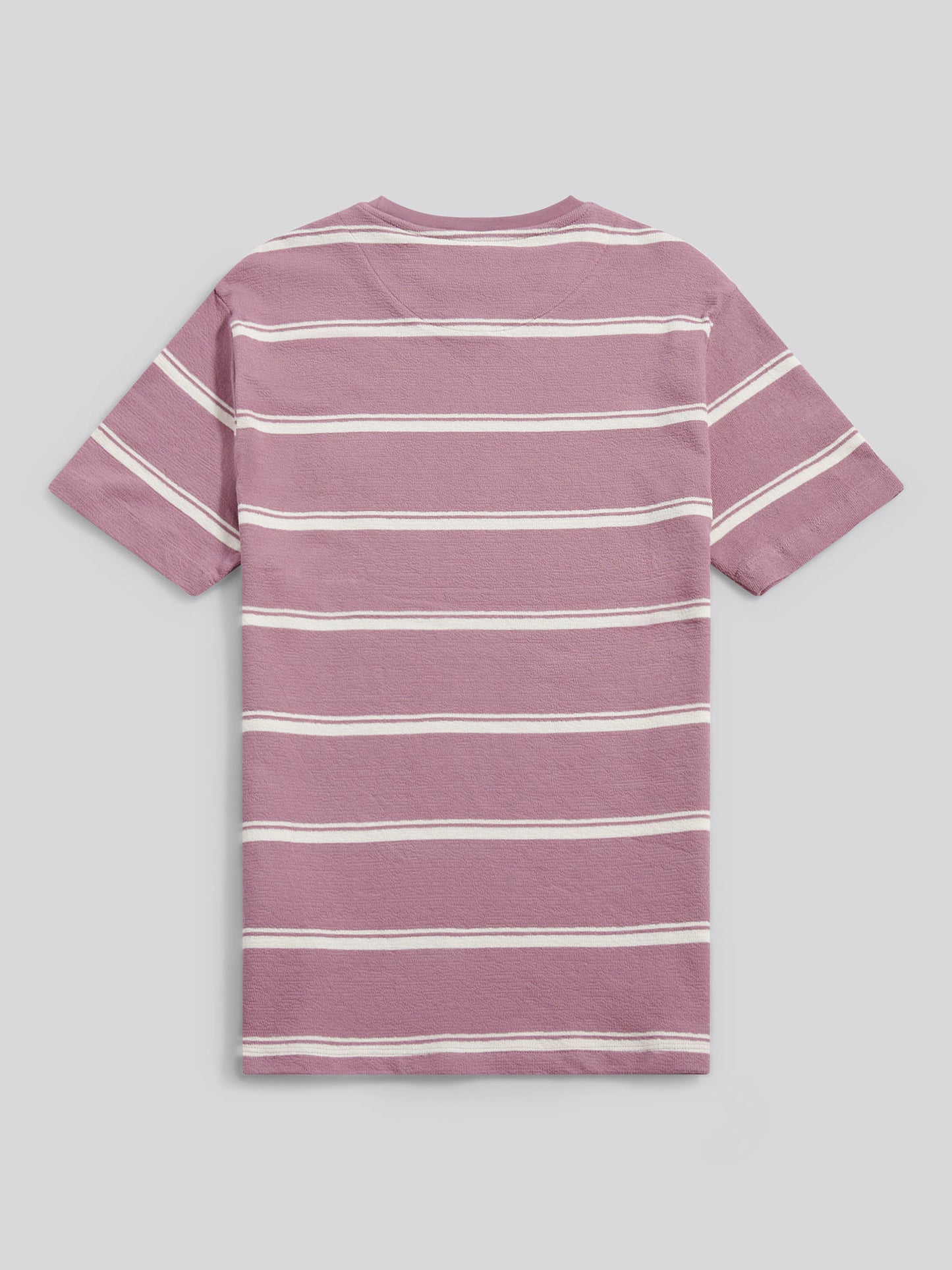 Mens Terry Stripe T-Shirt in Elderberry