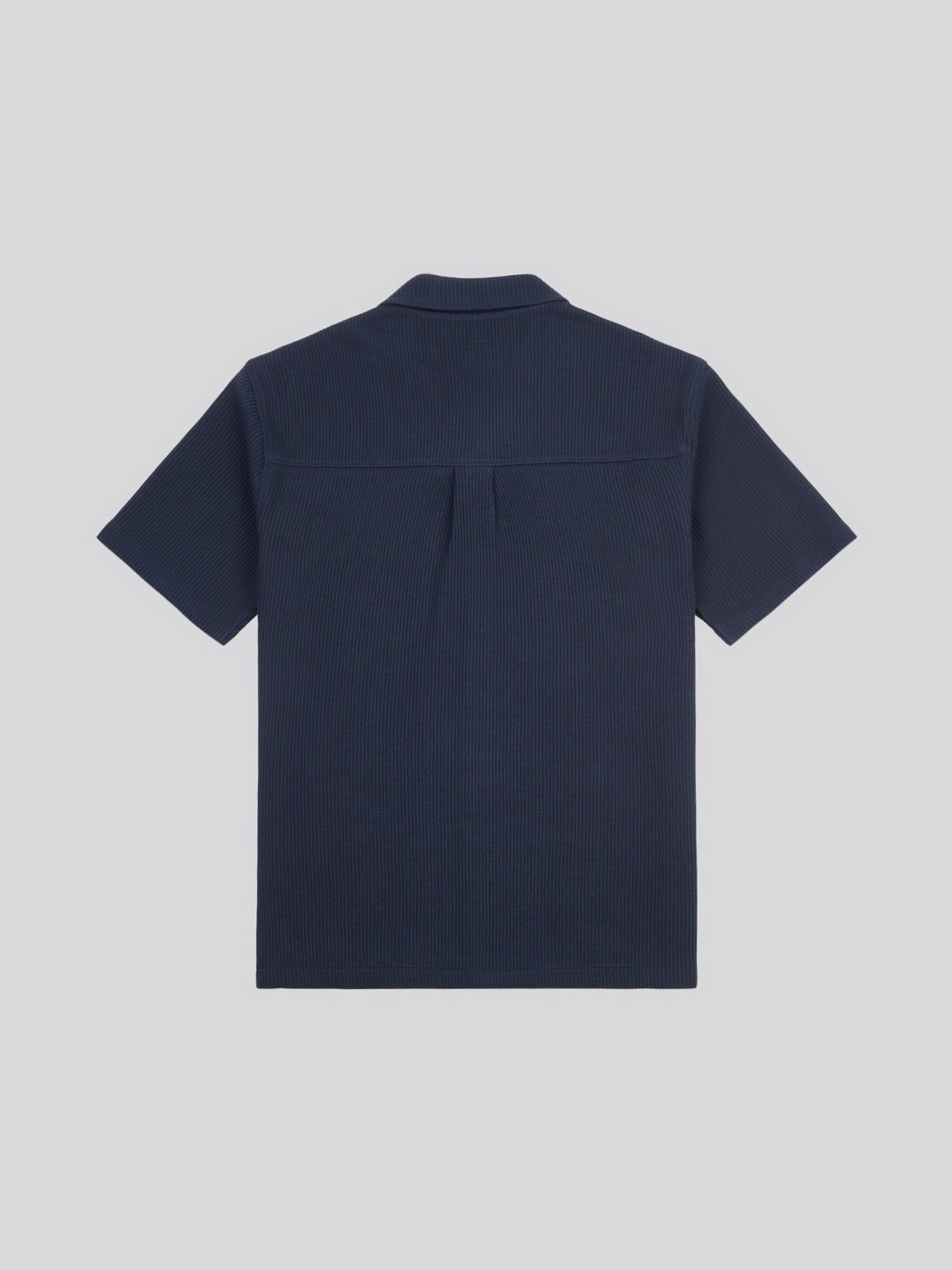 Mens Waffle Texture Revere Shirt in Dark Sapphire Navy